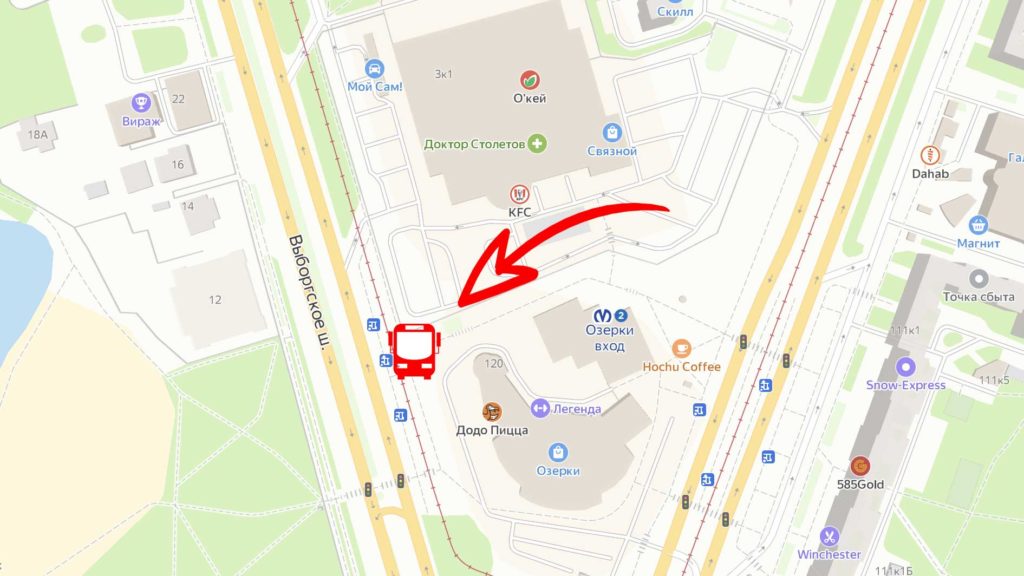 Отправление от метро Озерки
