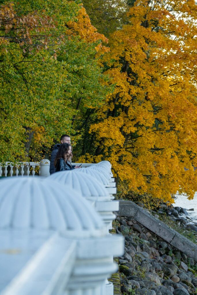Любование осенью в Петергофе