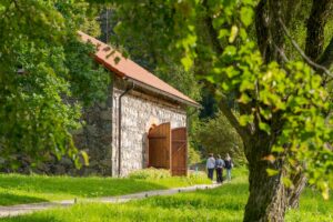 Вход в каменный флигель Михайловского